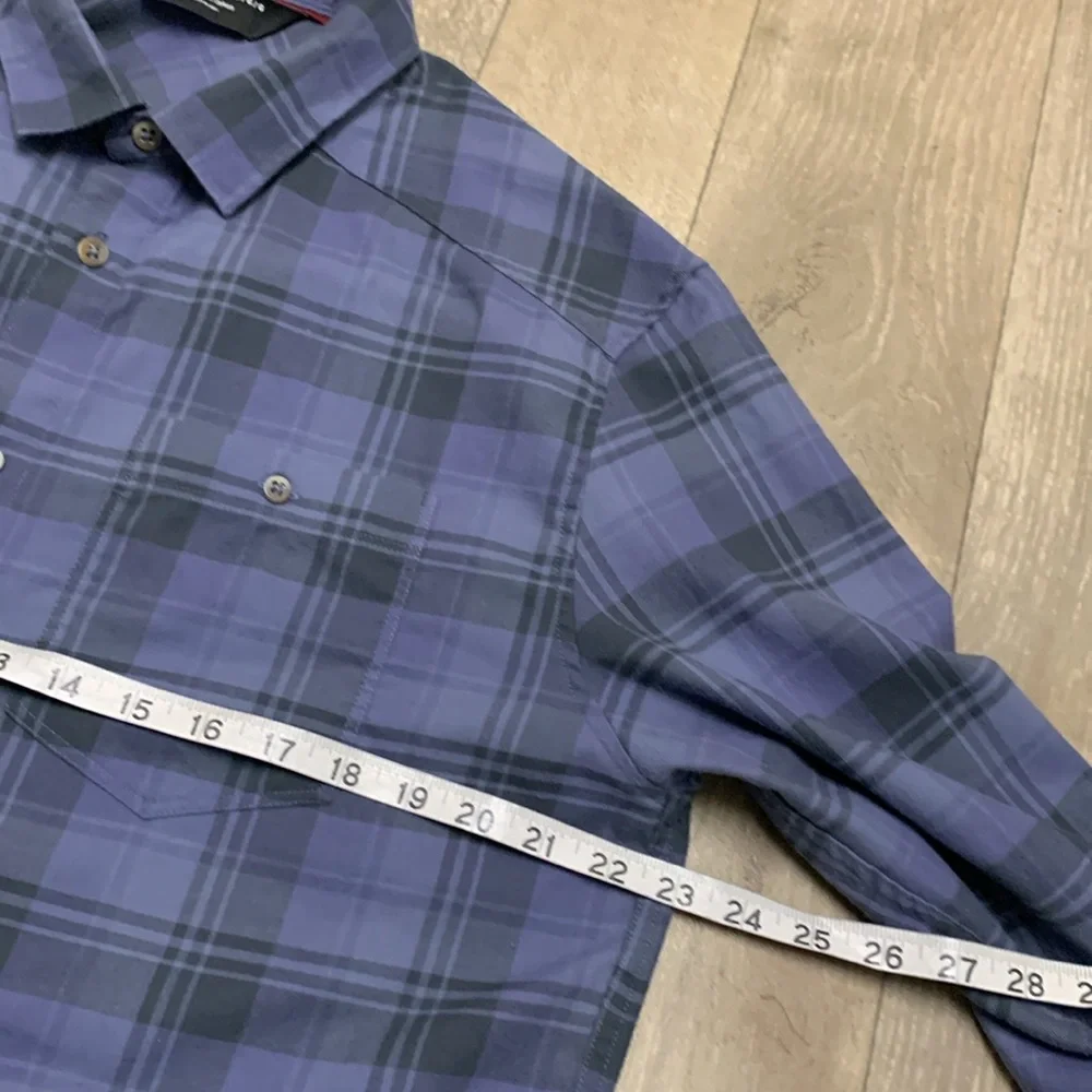 Mens Under‎ Armour Fitted Plaid Button Up Long Sleeve Top Shirt